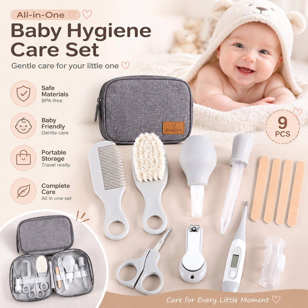 Baby Grooming Kit 9PCS Newborn - Baby Products Essentials 评论和价格